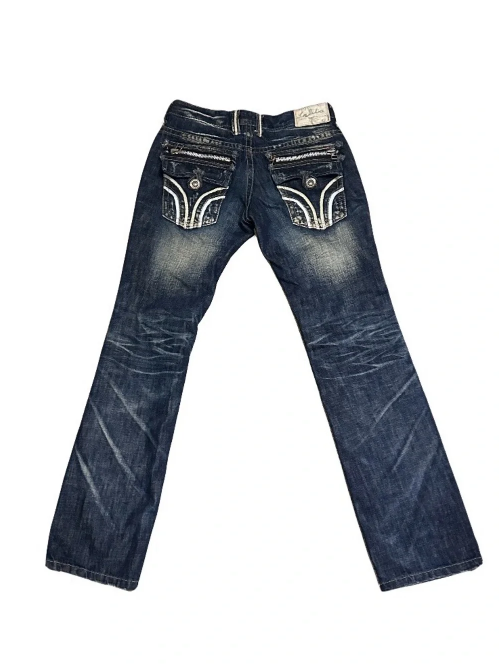 VTG Lolita by Concert Club Y2K Low Rise Bootcut Jeans Distressed Wash Size 27 - Picture 4 of 7